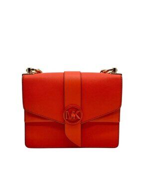 Michael Kors Orange Saffiano Leather Greenwich Small Crossbody Bag